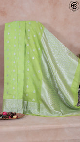 Lime Green Semi Georgette Banarasi Warm Silk Saree